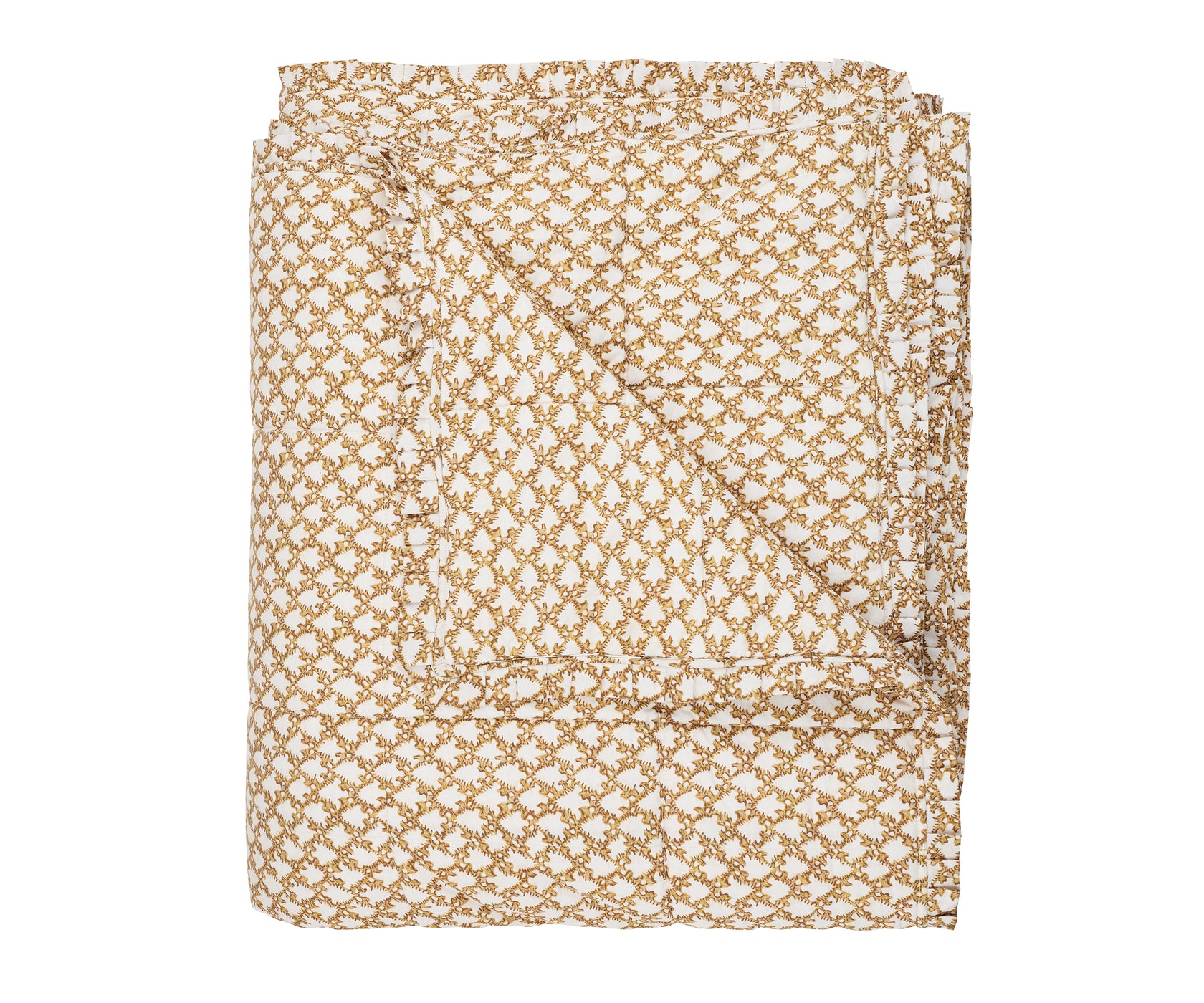 Clara Pleated Quilted Cotton Bedspread, Tobacco, Cut Out