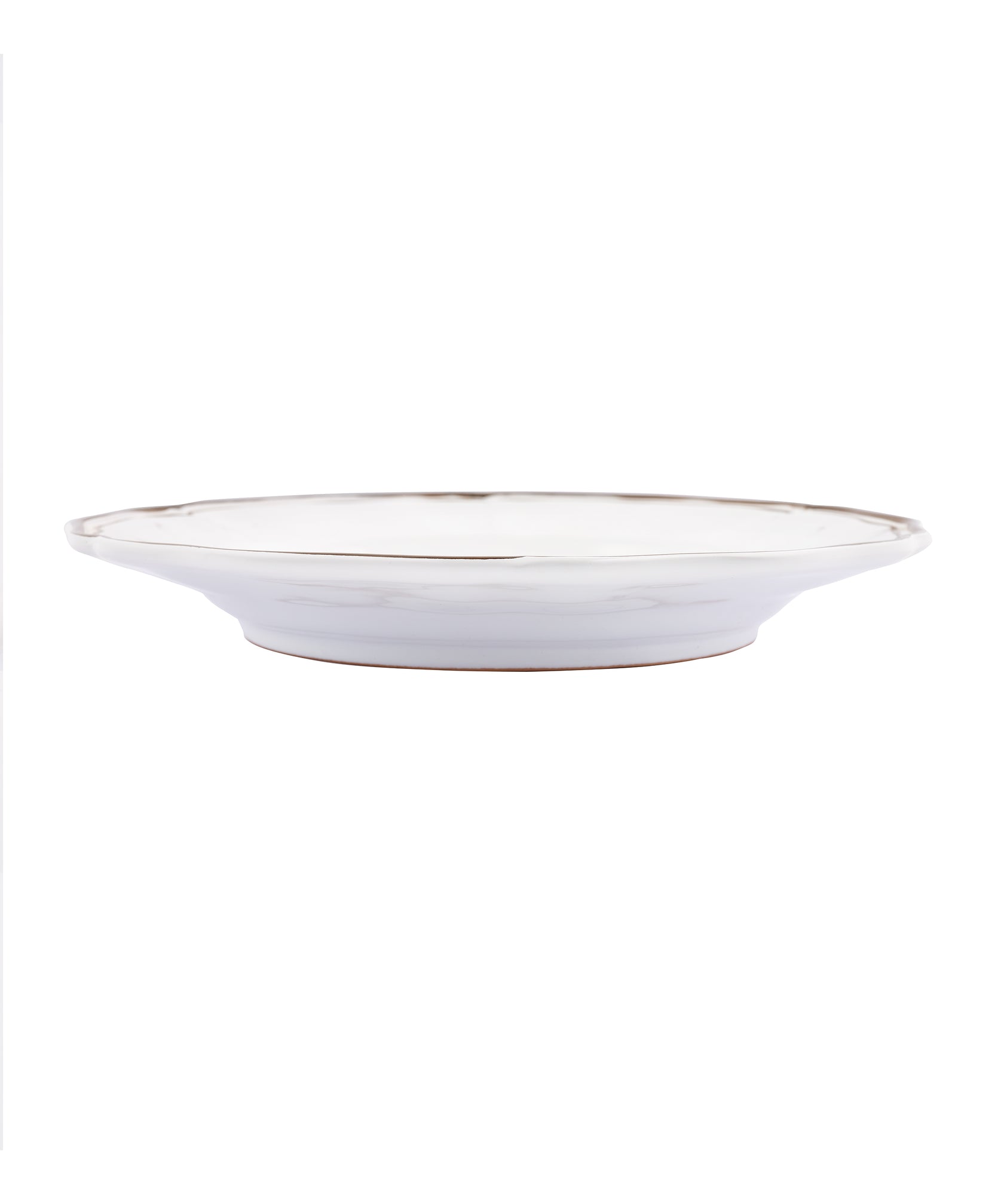 Set of 4 Zita Scalloped Dinner Plates, Chestnut Brown, Side Profile