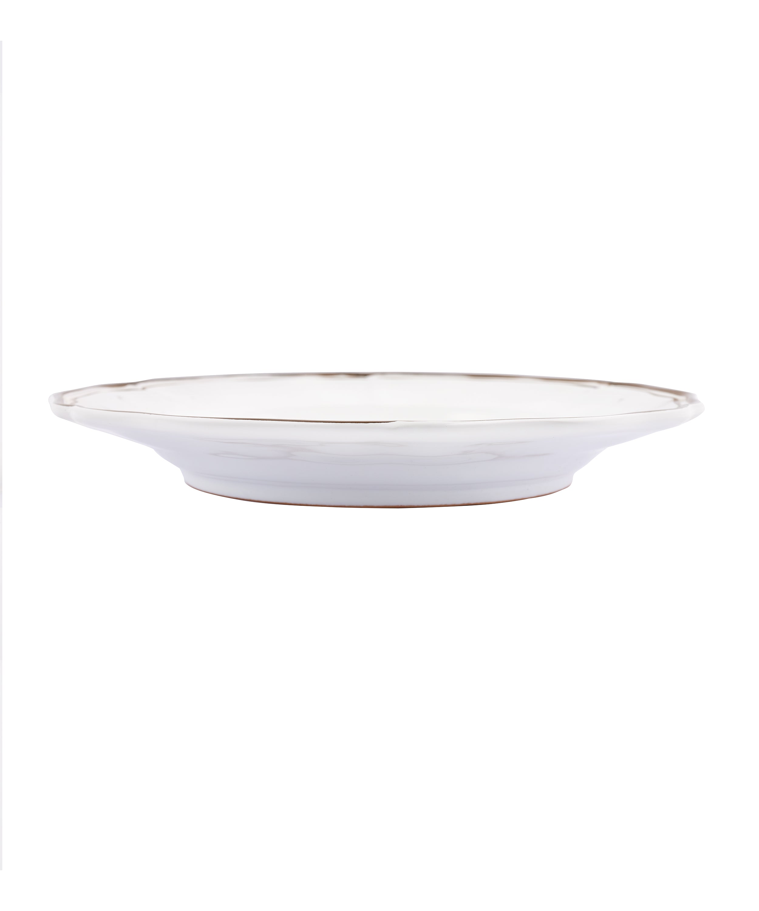 Set of 4 Zita Scalloped Dinner Plates, Chestnut Brown, Side Profile