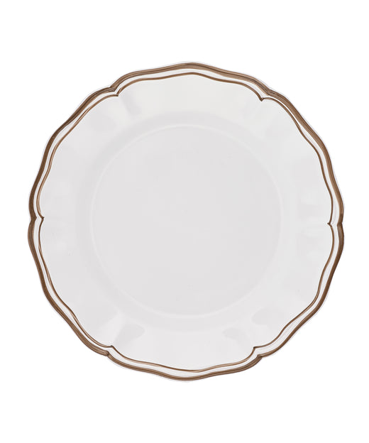 Set of 4 Zita Scalloped Dinner Plates, Chestnut Brown, Cut Outs