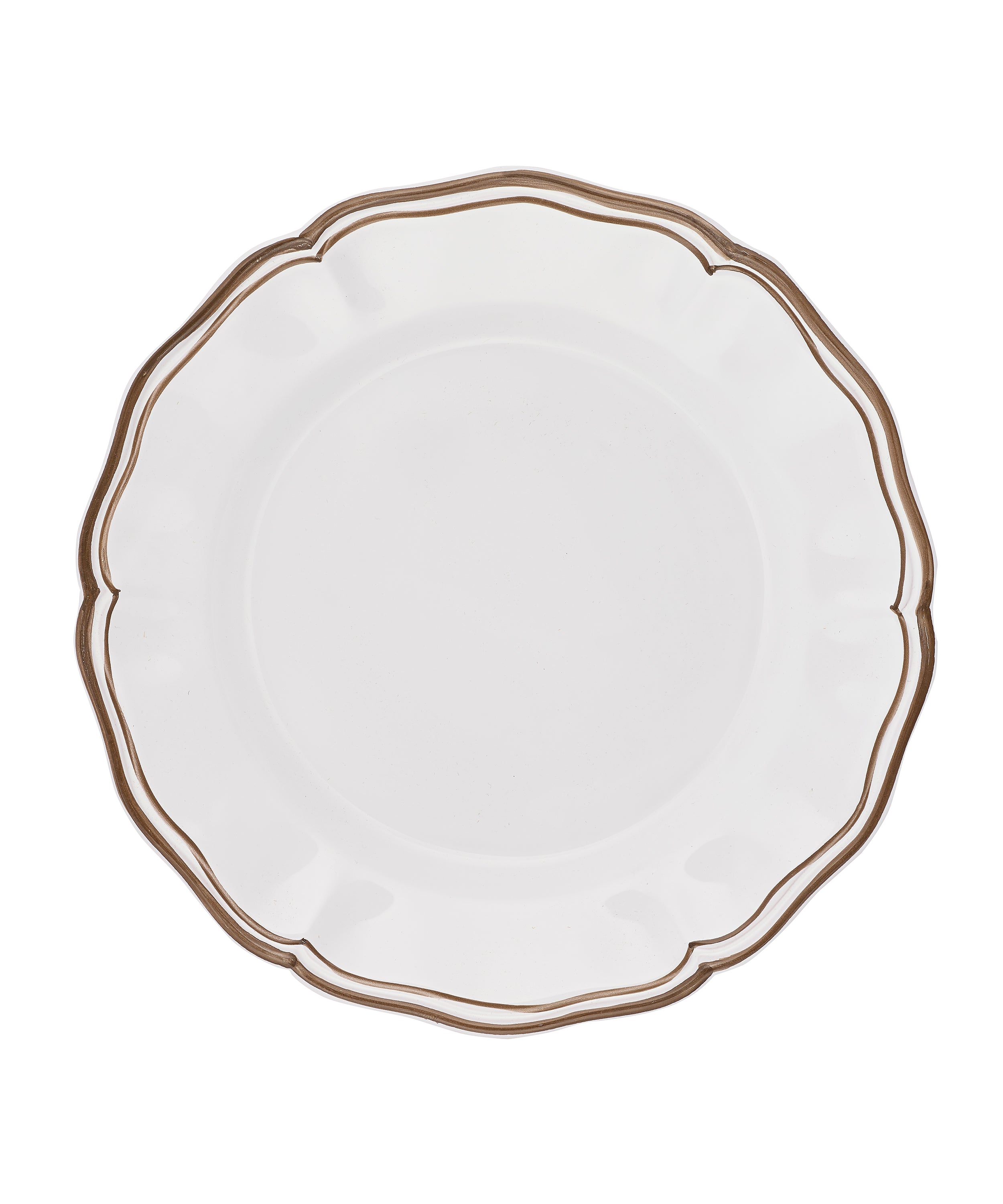 Set of 4 Zita Scalloped Dinner Plates, Chestnut Brown, Cut Outs