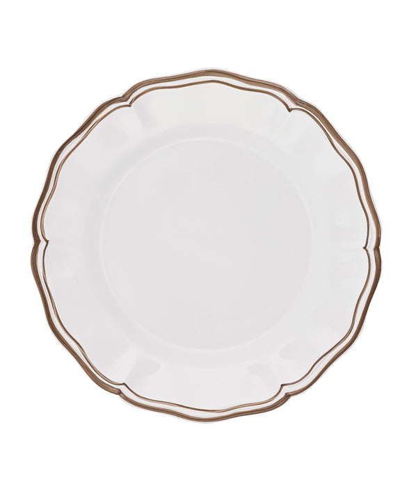Set of 4 Zita Scalloped Dinner Plates, Chestnut Brown, Cut Outs