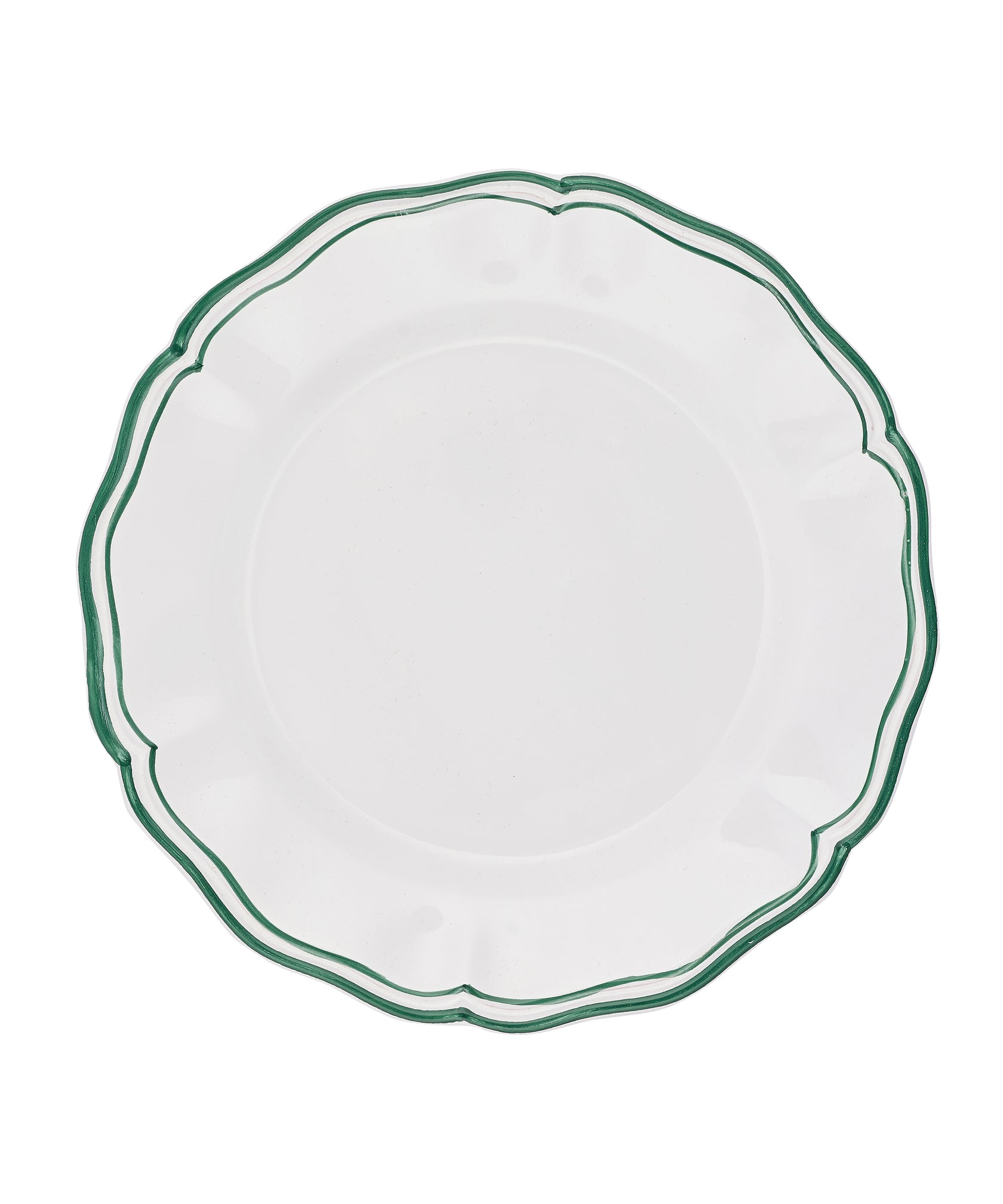 Set of 4 Zita Scalloped Dinner Plates, Juniper Green, Cut Out