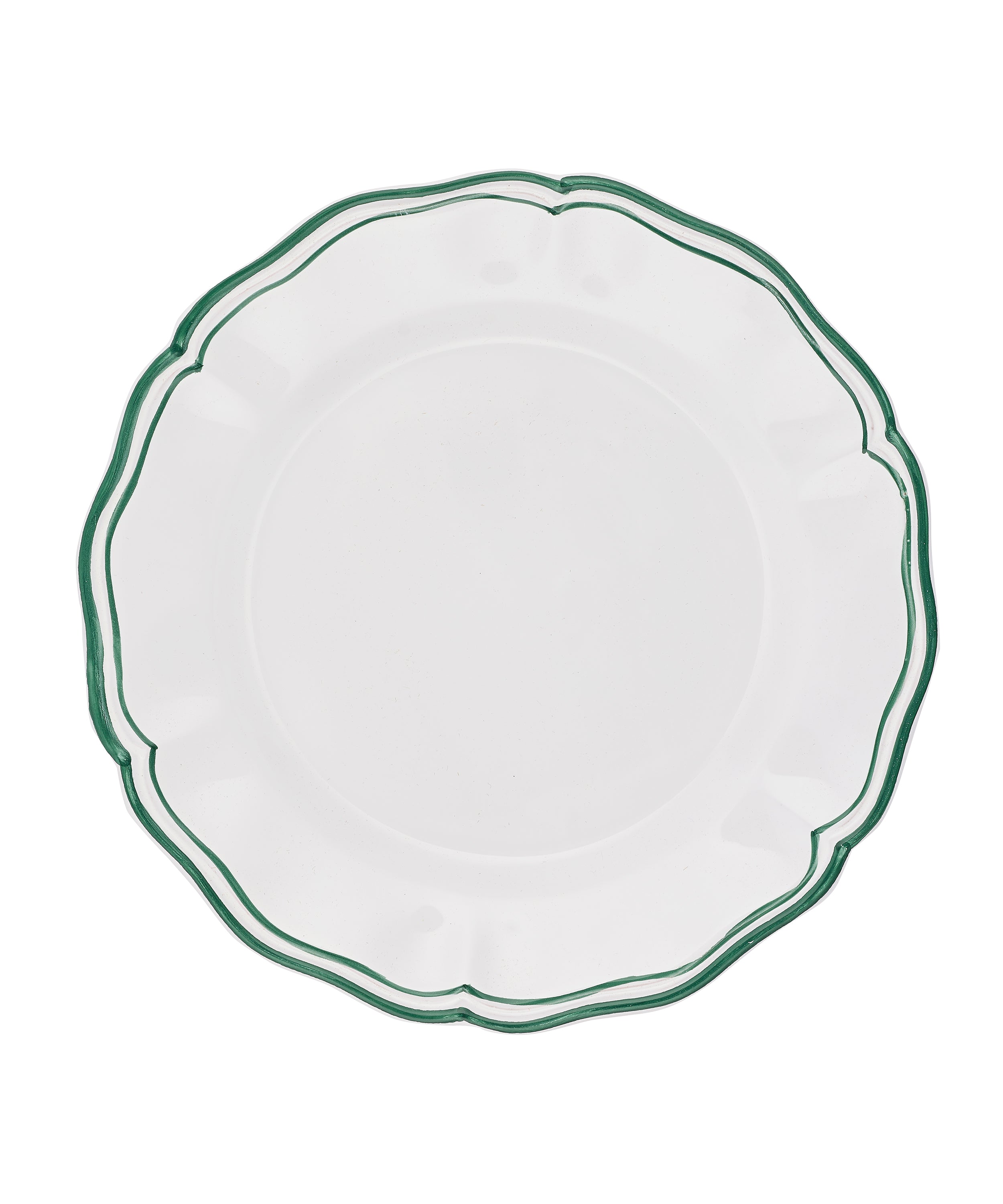 Set of 4 Zita Scalloped Dinner Plates, Juniper Green, Cut Out