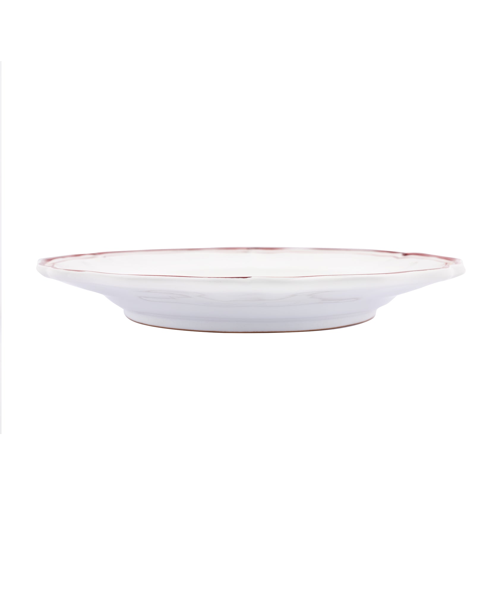 Set of 4 Zita Scalloped Dinner Plates, Maroon Red, Side Profile