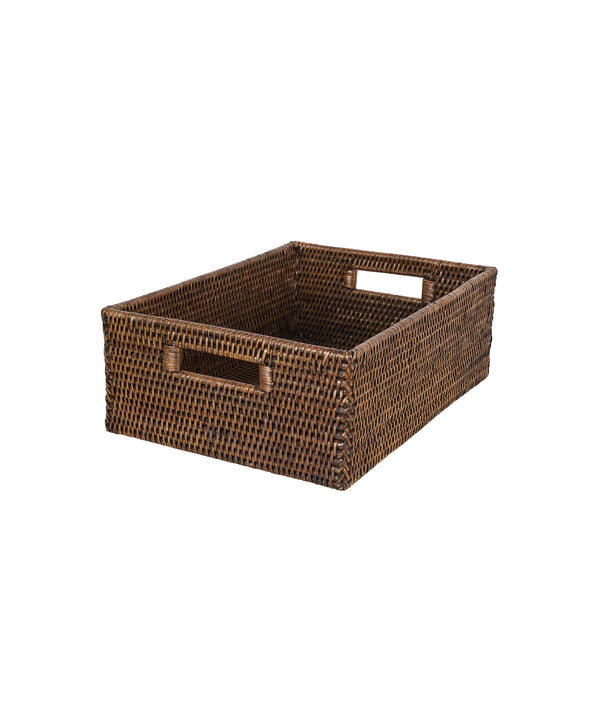 Rattan Rectangular Storage Baskets, Medium, Brown