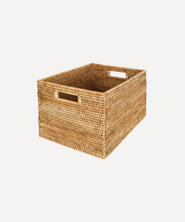 Rebecca Udall Luxury Rattan wicker storage boxes trays draws organisation. Natural