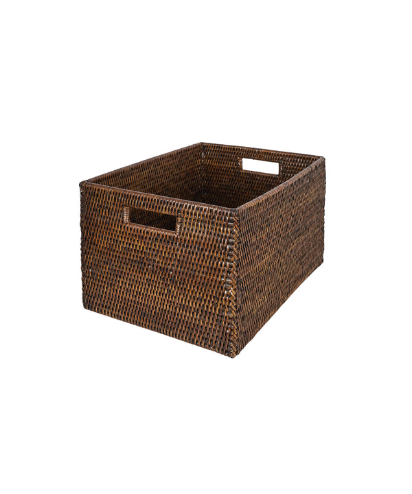 Rattan Tall Rectangular Storage Basket, Medium, Brown