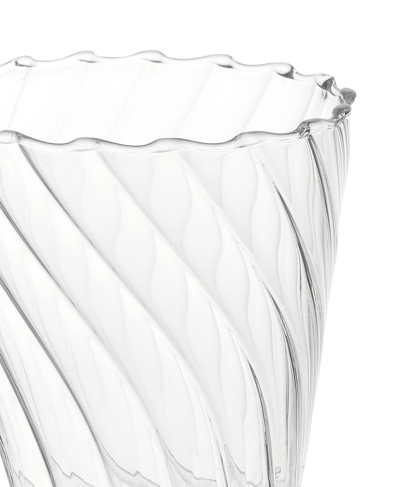 Rebecca Udall, Pair of Classic Whimsical Rippled Borosilicate Glass Tumblers & Carafe Close Up Rim Detail