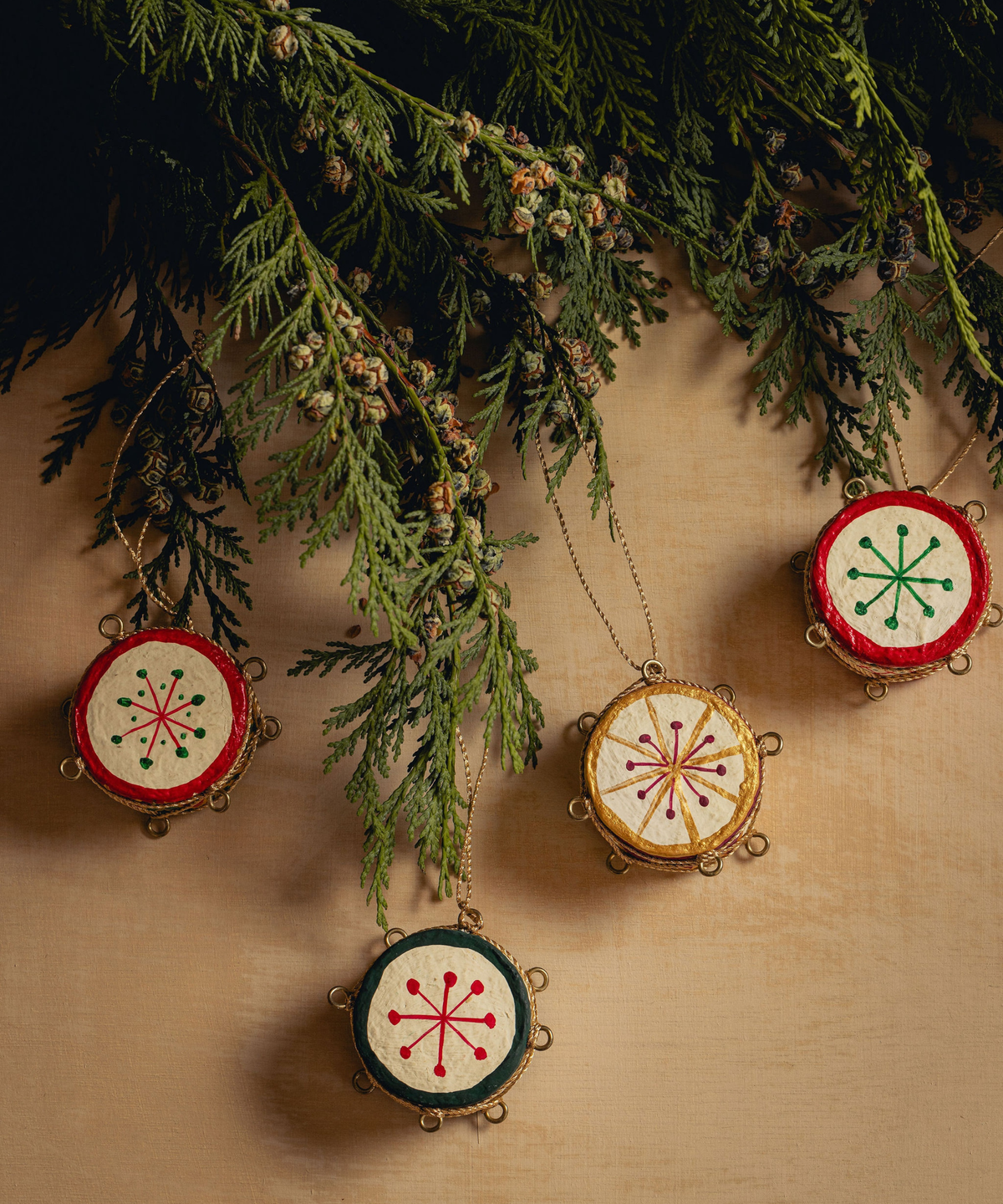 Set of 4 Drum Christmas Decorations