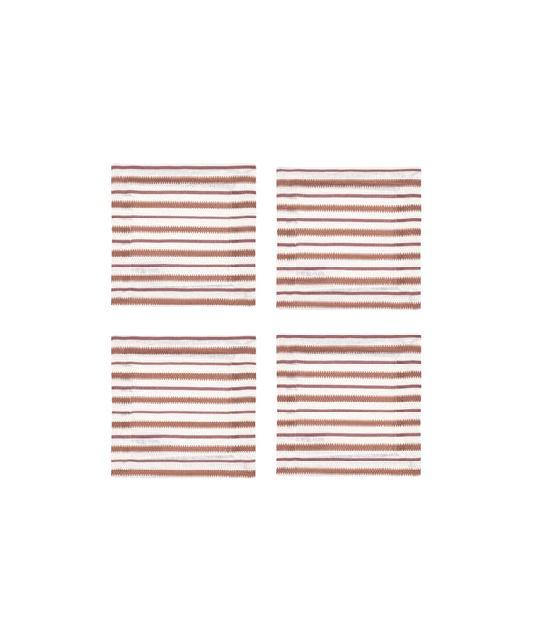 Rebecca Udall Set of 4 Victoria Striped Linen Coasters, Dusty Rosewood
