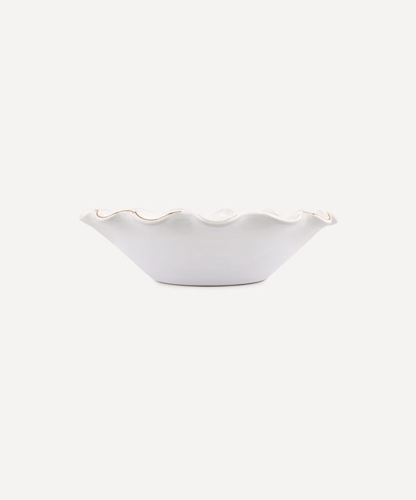 Rebecca Udall Luxury hand thrown ceramic bowl with ruffle wavy edge, White