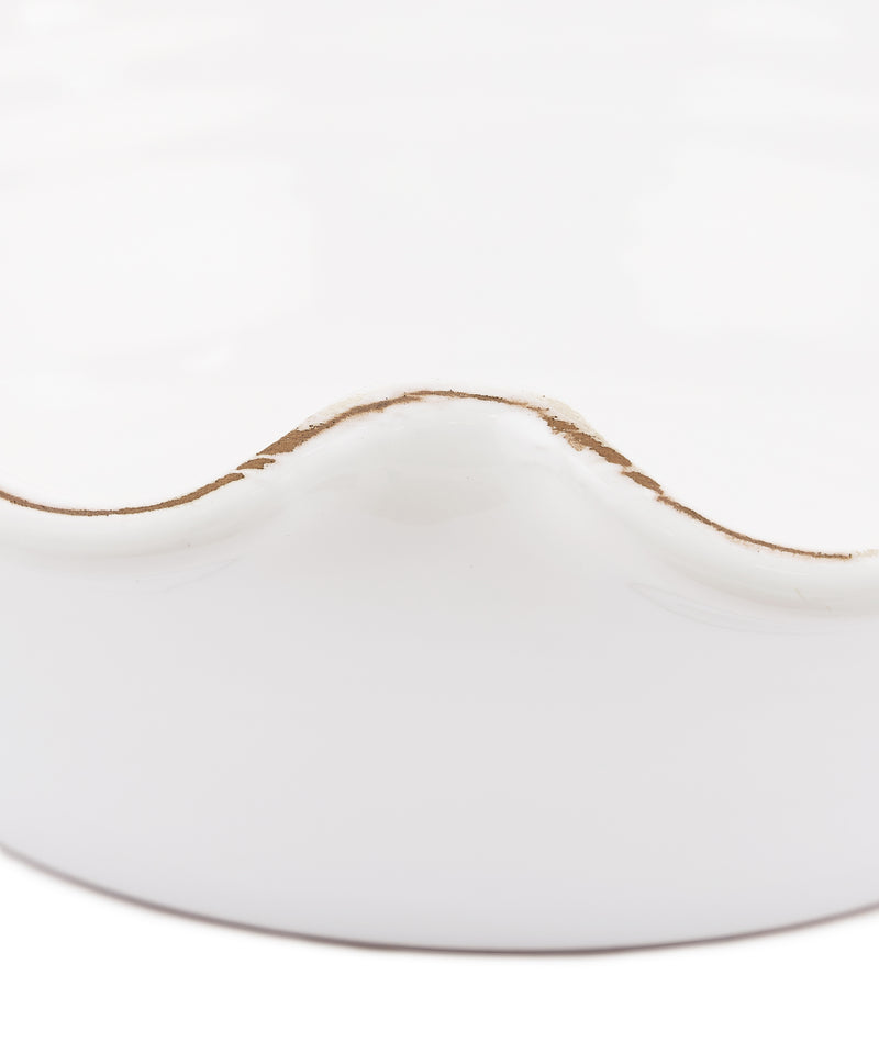 Rebecca Udall Luxury hand thrown ceramic bowl with ruffle wavy edge, White
