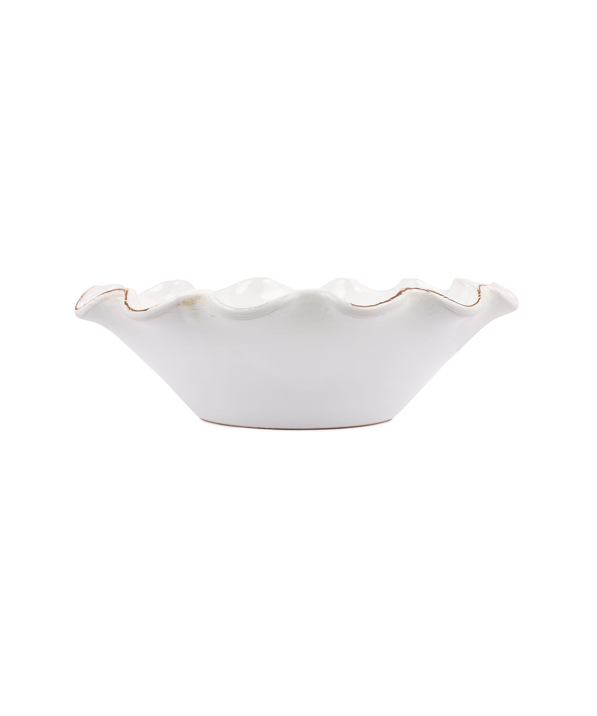 Ruffle Ceramic Bowls, White - Medium