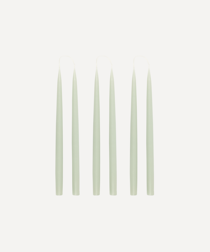 Rebecca Udall Set of 6 35cm Danish Taper Candles, Pale pastel sage green