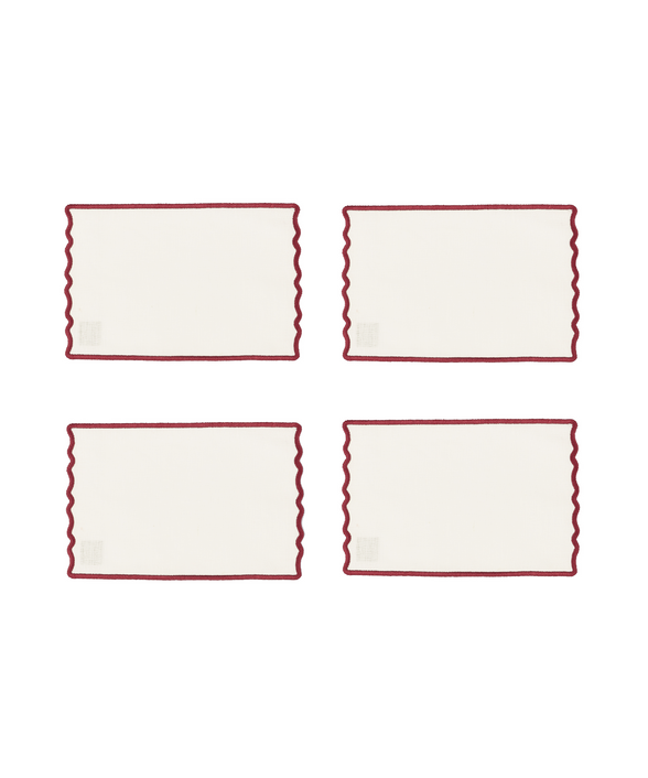 Rebecca Udall Set of 4 Scalloped Cocktail Napkins, Burgundy