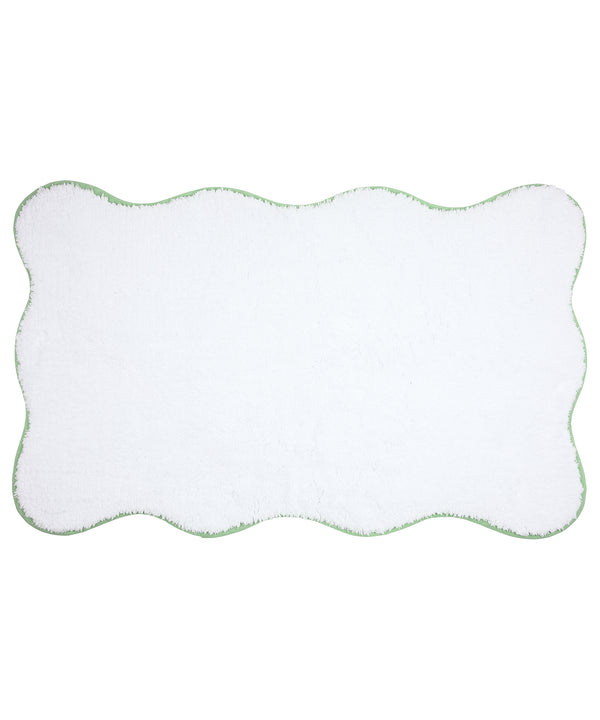 Amelia Scalloped Bath Towels, White/Asparagus