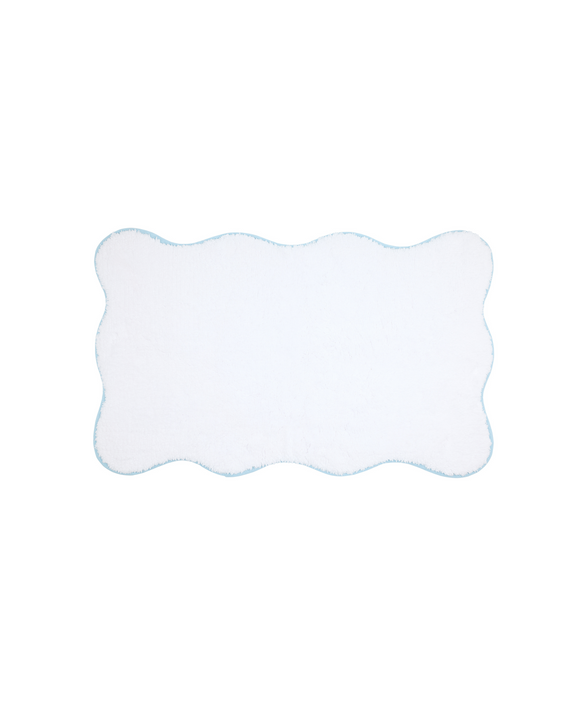 Amelia Scalloped Bath Mat, Powder Blue