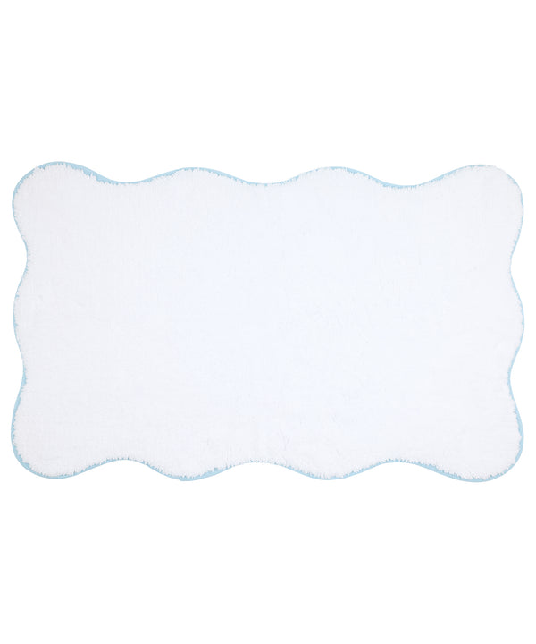 Amelia Scalloped Bath Mat, Powder Blue