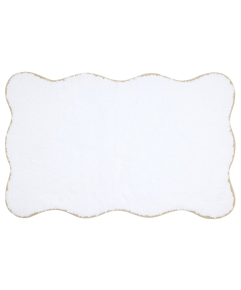 Scalloped Piped Bath Mat, Taupe