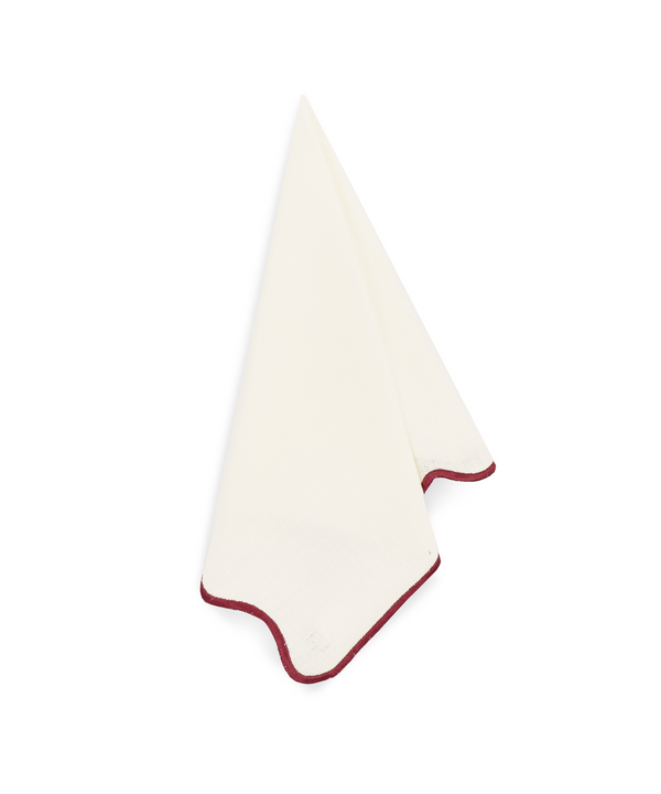 Rebecca Udall Scalloped Dinner Napkin, Burgundy, draped