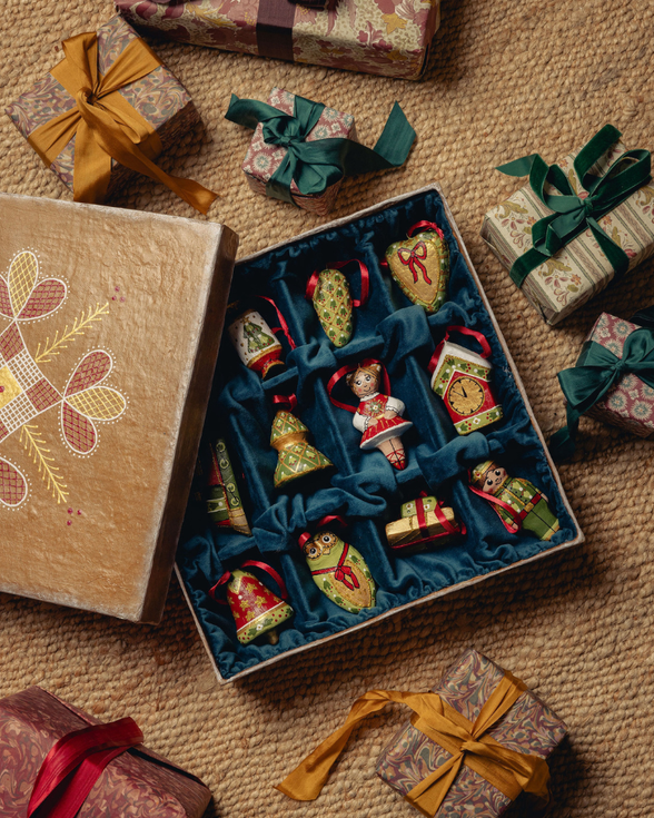 Set of 12 Folk Christmas Decorations