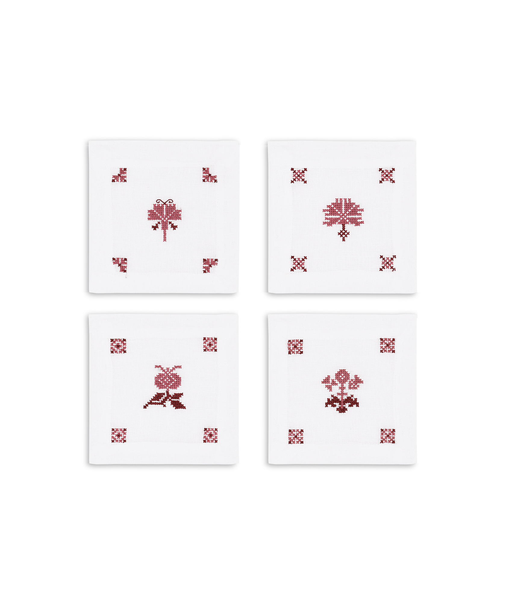 Set of 4 Etta Linen Cocktail Napkins, Clay Pink