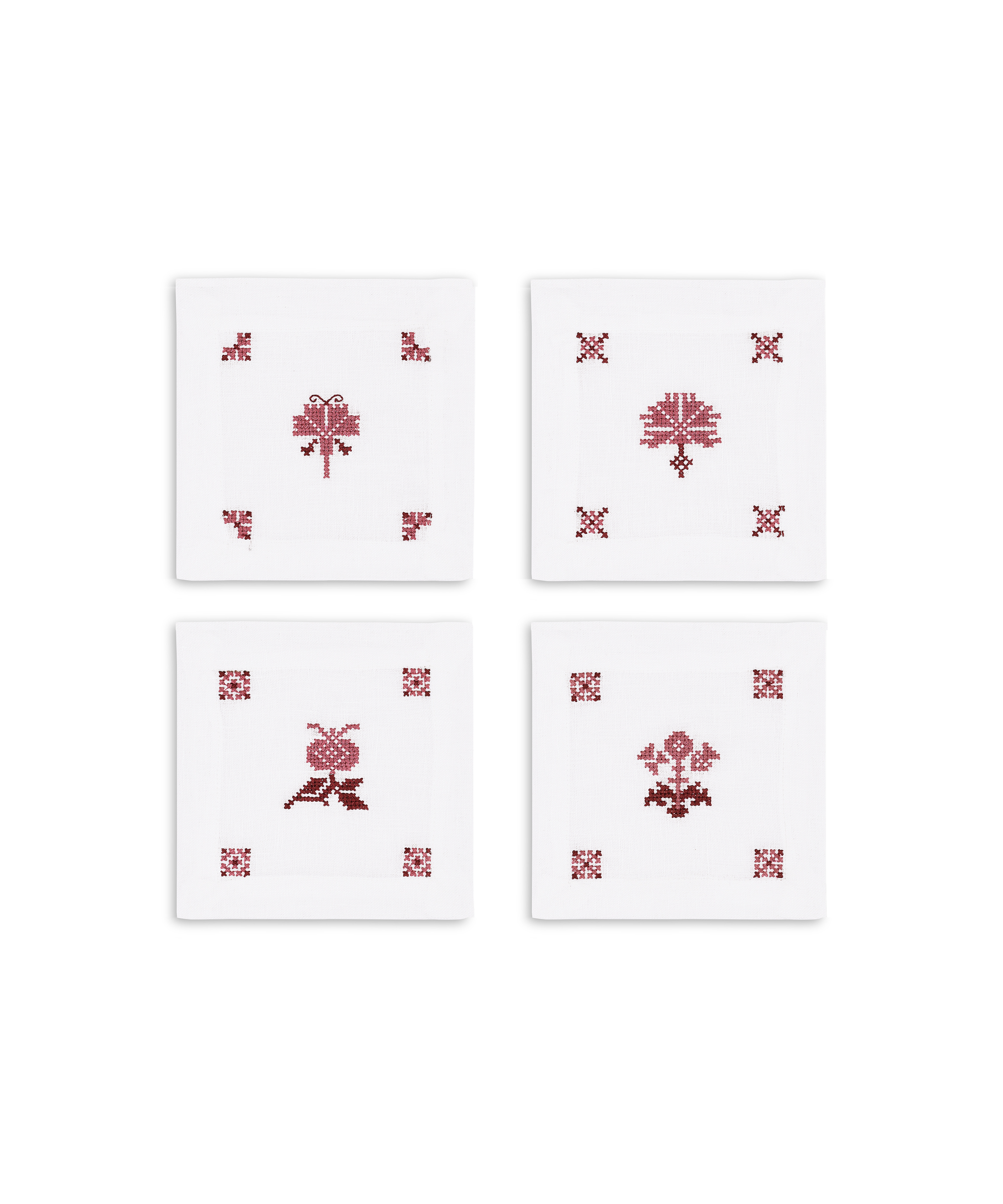 Set of 4 Etta Linen Cocktail Napkins, Clay Pink