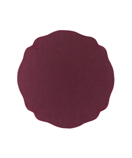 Set of 4 Martha Linen Placemats, Burgundy, Cut Outs