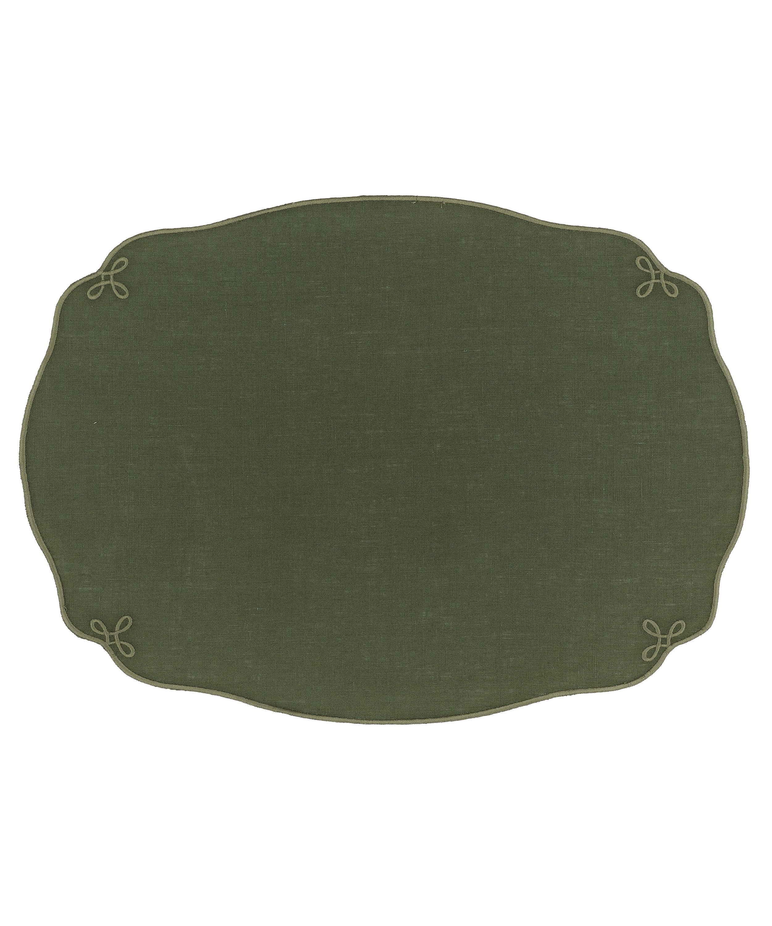 Set of 4 Nancy Linen Placemats, Forest Green, Cut Out