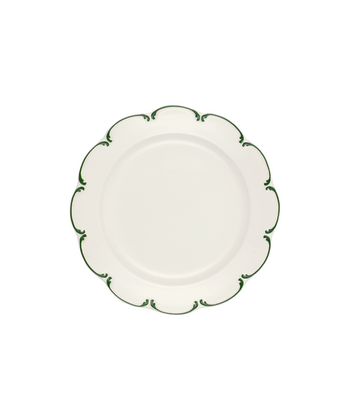 Olivia Scalloped Crockery, Green Filet Set of 4 Dessert Plates