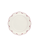 Set of 4 Olivia Scalloped Dessert Plates, Raspberry Filet