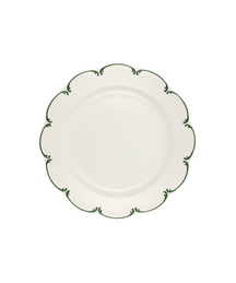Set of 4 Olivia Scalloped Dinner Plates, Green Filet, Cut Out