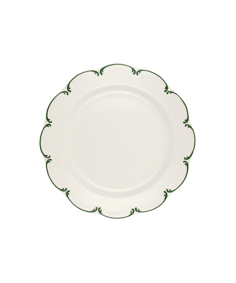 Set of 4 Olivia Scalloped Dinner Plates, Green Filet, Cut Out