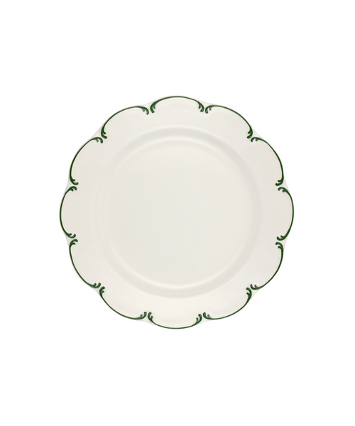 Olivia Scalloped Crockery, Green Filet Set of 4 Dinner Plates