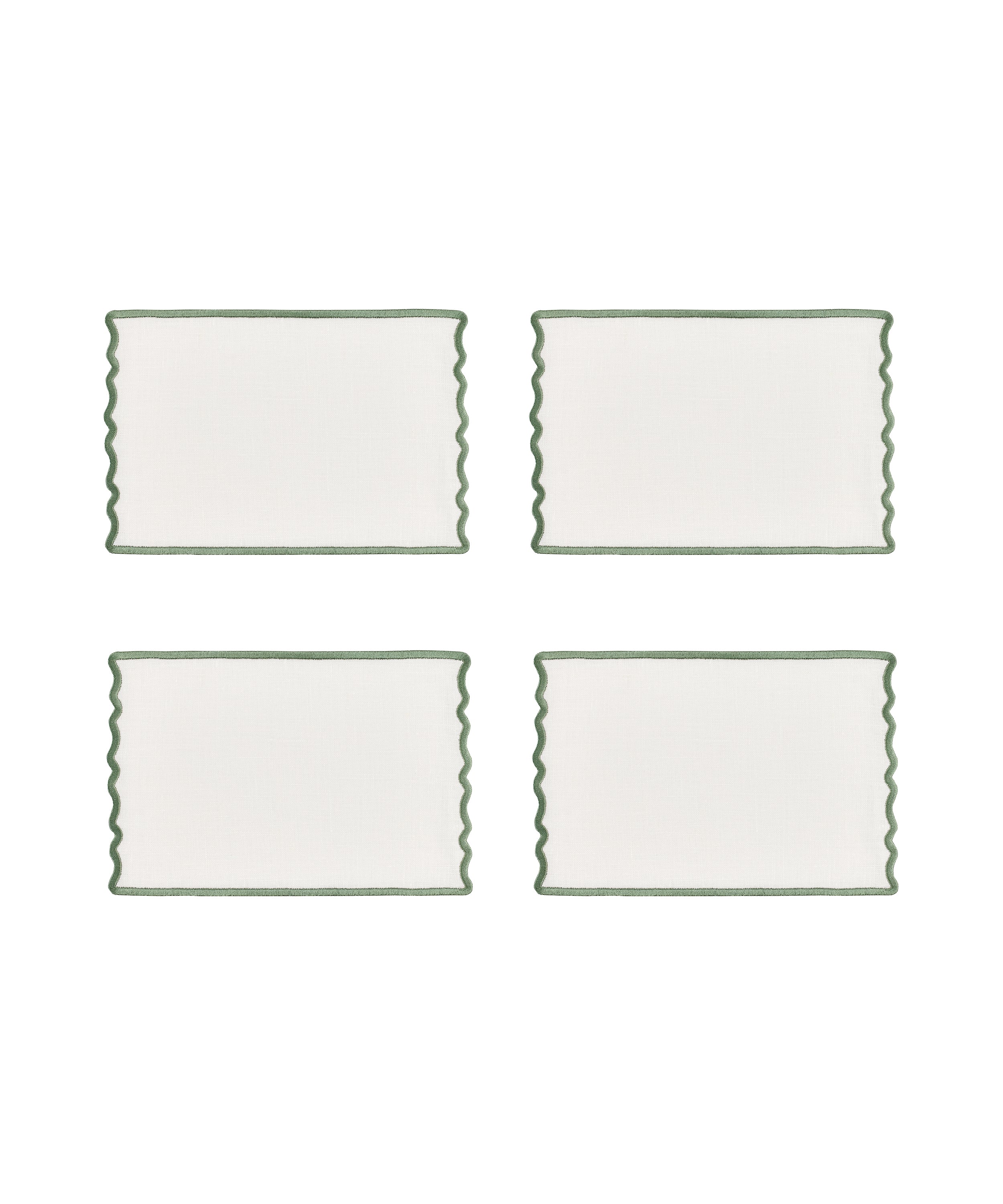 Rebecca Udall Set of 4 Scalloped Cocktail Napkins, Artichoke
