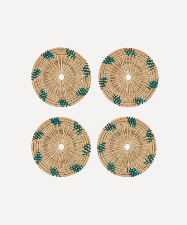 Set of 4 Woven Coasters, Green