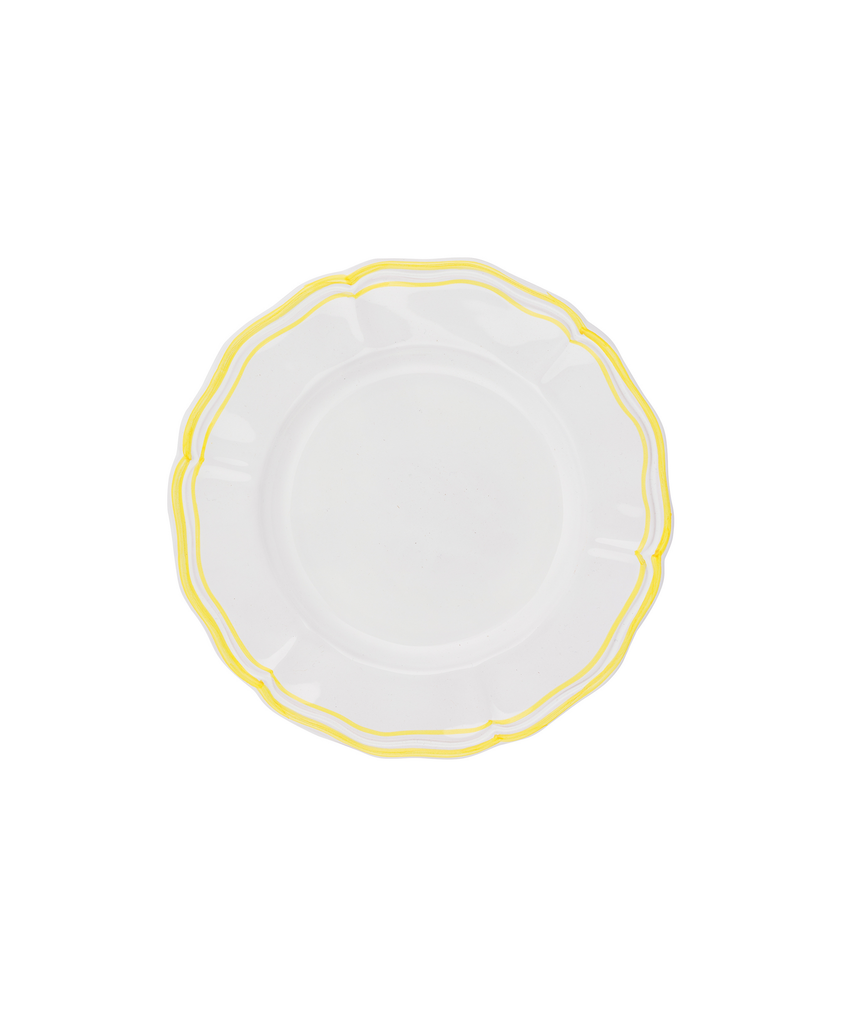 Set of 4 Zita Scalloped Dessert Plates, Citrus Yellow, Cut Out