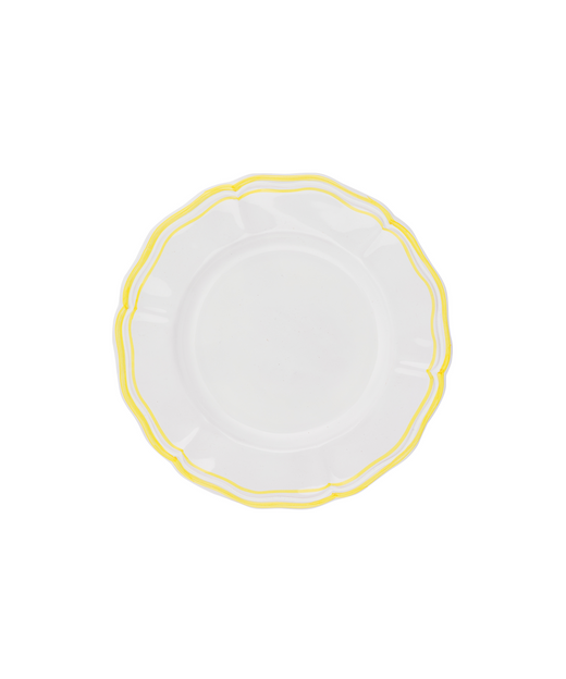 Set of 4 Zita Scalloped Dessert Plates, Citrus Yellow, Cut Out