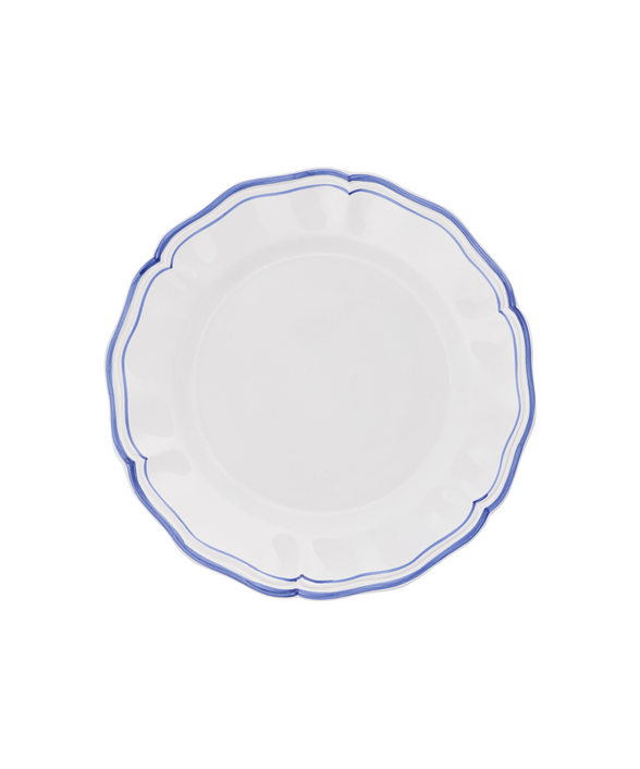 Set of 4 Zita Scalloped Dinner Plates, Marine Blue, Cut Out