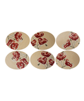 Set of 6 Rachel Bottomley Poppy Cork Backed Oval Placemats, Cut Outs