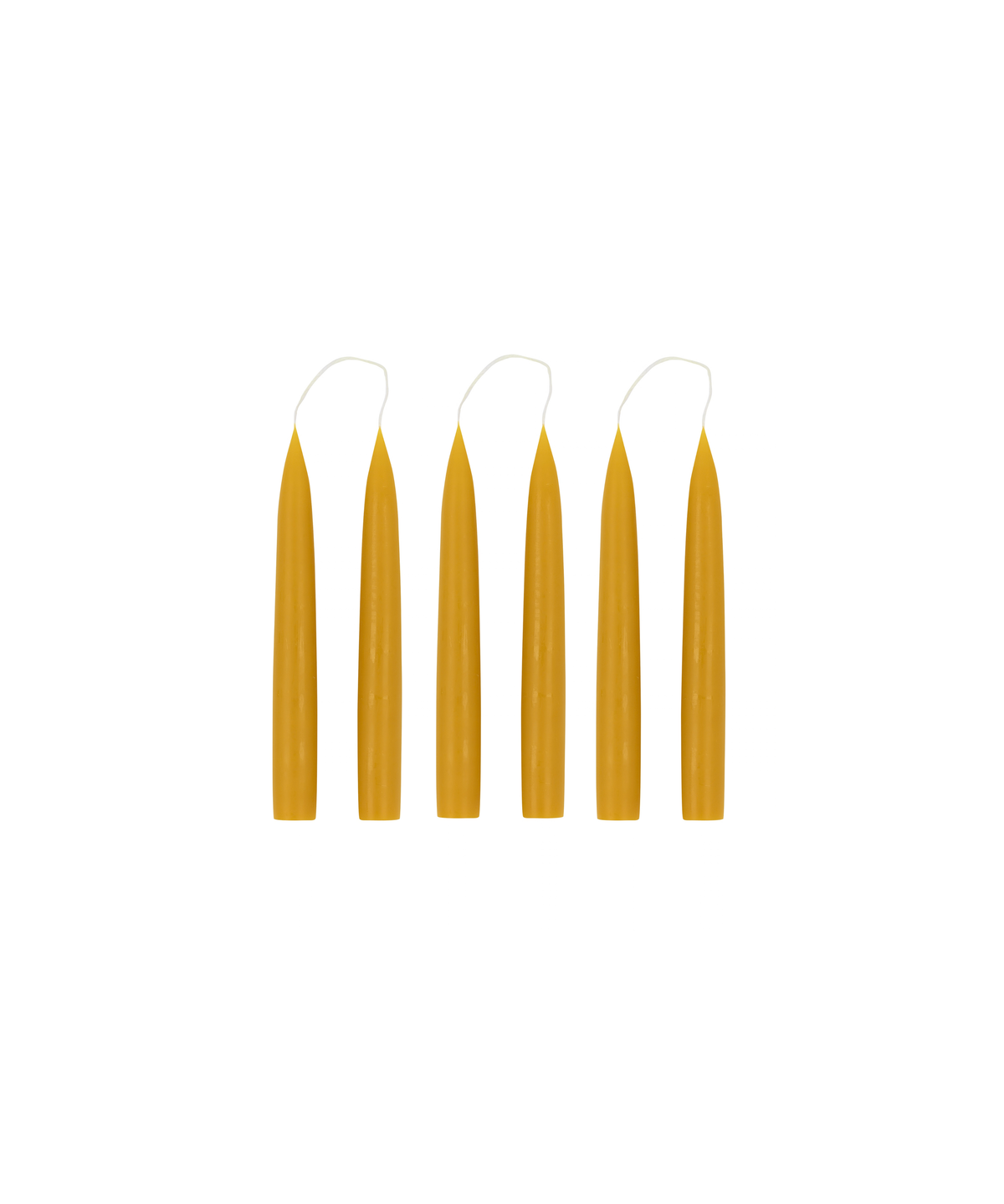 Set of 6 Short Danish Taper Candles, Amber