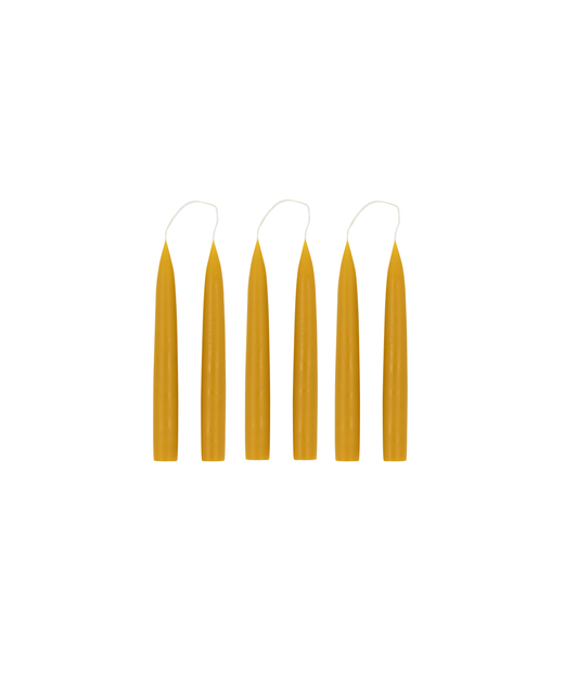 Set of 6 Short Danish Taper Candles, Amber