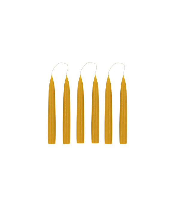 Set of 6 Short Danish Taper Candles, Amber