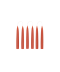Set of 6 Short Danish Taper Candles, Burnt Orange