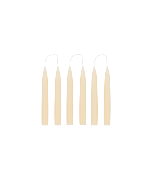 Set of 6 Short Danish Taper Candles, Ivory