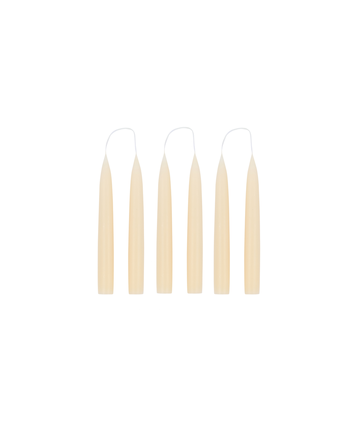Set of 6 Short Danish Taper Candles, Ivory
