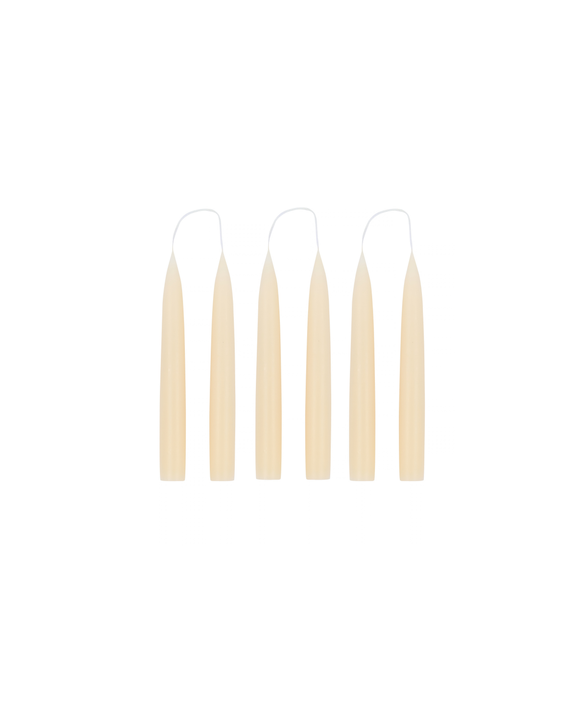 Set of 6 Short Danish Taper Candles, Ivory