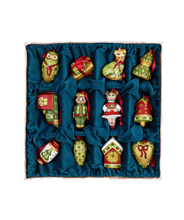 Set of 12 Folk Christmas Decorations