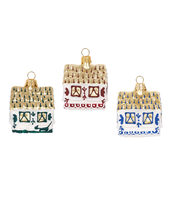 Set of 3 Cottage Christmas Decorations, Cut Out